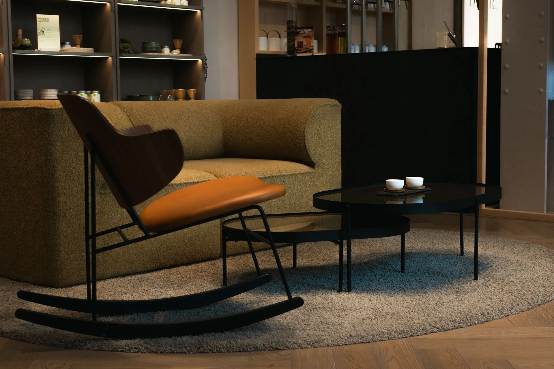 Calm therapy office with a beige armchair and natural light